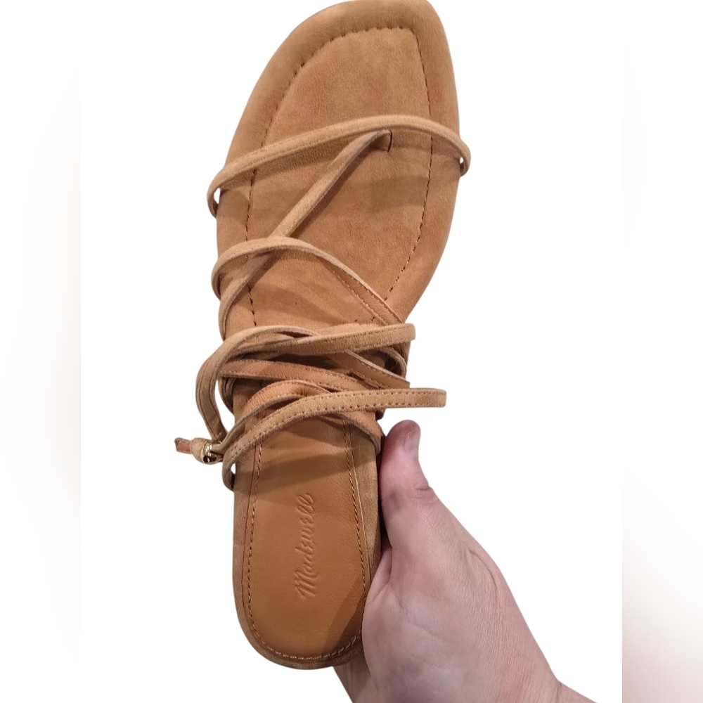 Madewell The Maycie Lace-up T-Strap Sandal In Tan Suede Size 7.5 - Picture 4 of 6